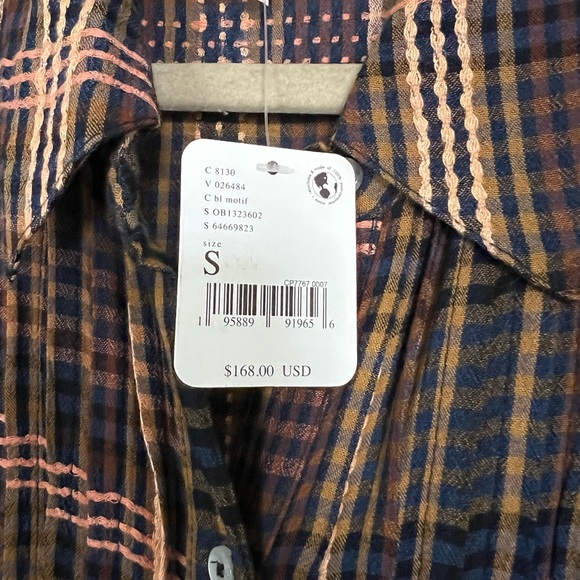 FP Free People Plaid Button Down Front Long Sleeve Maxi Dress Size Small - Picture 5 of 5